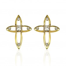 Forever Gold Plated Austrian Crystal Cross Earring E5CRG 106231