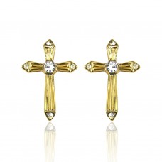 Forever Gold Plated Austrian Crystal Cross Earring E1CRG 106235