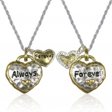 Always & Forever Matt Gold & Silv Reversible Heart Necklace 106282