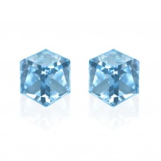 E066LB Sparkling Swarovski Crystal 6mm Cube Earrings Lt Blue 106287