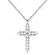 N110BS-04 Forever Silver Birthstone Cross Necklace - April 106346