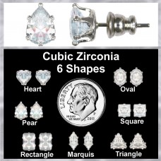 Forever Silver Cubic Zirconia Stud Earrings In Asst Shapes-Pear 106423-Pear