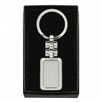 Gloss & Frosted Silver Key Ring * Engravable * Gift Boxed 106443