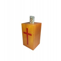 FixtureDisplays® Box, Wood Collection Donation Church Offering Coin Collection Fundraising w/ verse 10886