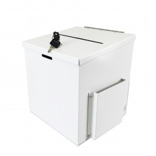 FixtureDisplays® White Metal Donation Box Collection Box Tithes Offering Drop Ballet 8.5X8X9.5 10918-WHITE-RIVETP