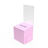 FixtureDisplays® Pink Metal Donation Box Suggestion Fund-Raising Collection Charity Ballot Box w/ A4 Acrylic Header 10918PINK