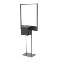 FixtureDisplays® Stand, Bulletin Poster Donation Ballot Collection w/ metal box 11063+10918-BLACK