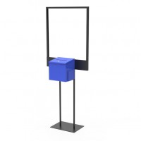 FixtureDisplays® Stand, Bulletin Poster Donation Ballot Collection with Blue Metal Box 11063+10918-BLUE