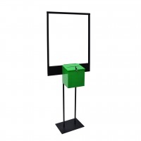 FixtureDisplays® Poster Stand with Metal Donation Box Suggestion Box Charity Box Fundraising Box Tithes & Offering Box 8.6