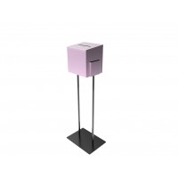 FixtureDisplays® Pink Metal Ballot Box Donation Box Suggestion Box With Black Stand 11064+10918-PINK