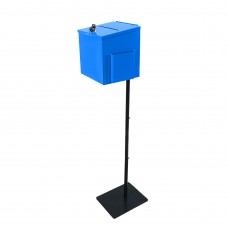 FixtureDisplays®Blue Metal Donation Box Floor Stand Lobby Foyer Tithes & Offering Suggestion Collection Ballot Box 11065+10918-BLUE