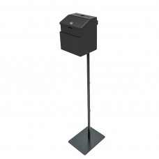 FixtureDisplays®Black Metal Donation Box Floor Stand Lobby Foyer Tithes & Offering Suggestion Collection Ballot Box 11065+11118-BLACK