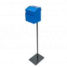 FixtureDisplays®Blue Metal Donation Box Floor Stand Lobby Foyer Tithes & Offering Suggestion Collection Ballot Box 11065+11118-BLUE