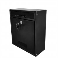 FixtureDisplays® Black Outdoor Drop Box Locking Drop Box, Wall Mounted Mailbox, Suggestion Box 11119-BLACK