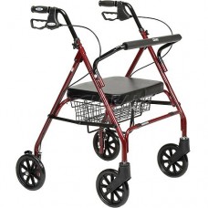 Heavy Duty Bariatric Rollator Walker with Large Padded Seat, Red 1119174