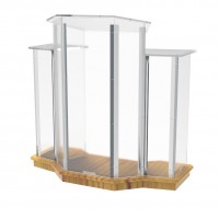 FixtureDisplays® Podium, Wood Base w/ Clear Ghost Acrylic, lectern, pulpit, 3 tier construction - ASSEMBLY REQUIRED 11909