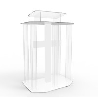 FixtureDisplays® Unassembled Acrylic/lectern/pulpit/lucite/plexiglass/podium/led Cross 1803-4+11673-WHITE