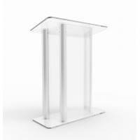 Acrylic Podium with Aluminum Sides, 1-Color Custom Graphic – Clear & Silver 119933