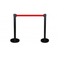 FixtureDisplays® Black/Red Crowd Control Stanchion Queue Barrier Post RED Strap 78