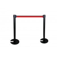 FixtureDisplays® Crowd Control Stanchion Queue Barrier Post Red Strap 10' Retract Nesting Base 12004-3-2PK