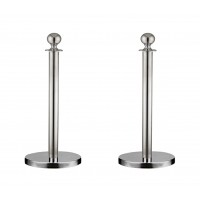 FixtureDisplays® Crowd Control Stanchion Queue Barrier Post Chrome Crown Top Take Ropes 12004-4-2PK