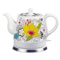 FixtureDisplays® Teapot, Ceramic, Teamaker, Large Yellow Flower 12039