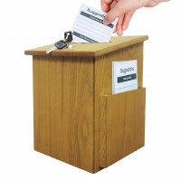 FixtureDisplays® Wood Suggestion Box Charity Collection Ballot Fundraising Box 7.5