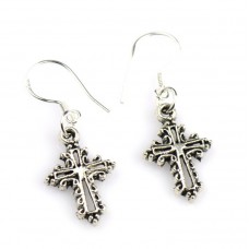 FixtureDisplays® Christian Cross Decorative Earring Silver Plated 13292