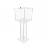 FixtureDisplays® Clear Plexiglass Large Floor Standing Tithing Box Offering Box Ballot Box Church Donation Box 14301