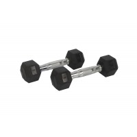 FixtureDisplays® Rubber Dumbbell in Pair - with Metal Handles Pair of two 5 lbs Dumbbells 15187