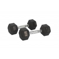 FixtureDisplays® Rubber Dumbbell in Pair - with Metal Handles Pair of two 10 lbs Dumbbells 15188