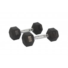 FixtureDisplays® Rubber Dumbbell in Pair - with Metal Handles Pair of two 10 lbs Dumbbells 15188