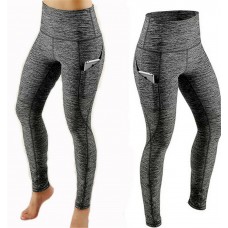 FixtureDisplays® Women's Yoga Pant Running Workout Leggings with Pocket Tummy Control High Waist 15246-L