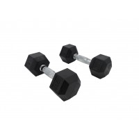 FixtureDisplays® 15 LB Dumbbell One Pair of Two 15 lbs Dumb bells Hex End Rubber Coated Weight Dumbbells 15279