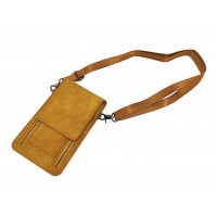 FixtureDisplays® Cell Phone Purse Shoulder Bag Women Girl Sythetic Suede Leather Tan Color Handbag with Adjustable Strap 15355-TAN