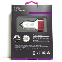 Car Multipurpose 3 USB AC/DC Charger Adapter Samsung Galaxy Andriod iPhone 15372