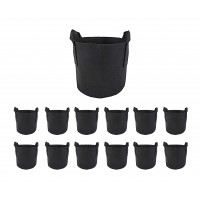 FixtureDisplays® 3 Gallon Capacity Black Color Plant Grow Bags 12PK Aeration Fabric Vegetable Flower Pots with Handles Mobile Gardening Container 9.8 X 9.8 X 9