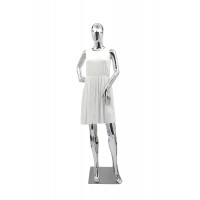 FixtureDisplays®  Female Adult Full Body Mannequine Manikin Chrome Plated Finish Body Form Fashion Store Retail Window Dress Form Size 4-6 Bust 31 Waist 24