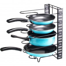 FixtureDisplays® 5-Tier Adjustable Cabinet Pantry Countertop Pot and Pan Baking Sheet Muffin Tins Organizer Holder Rack Holder 8.6 X 10 X 15 inches, Stand Alone, Vertical or Horizontal Black 15791