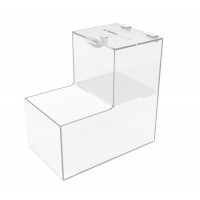 FixtureDisplays® Locking Acrylic Fundraising Donation Coin Box Container with Cam Lock + Product Compartment 15944