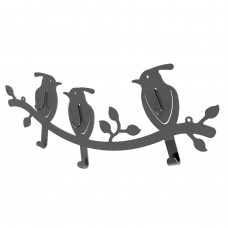 FixtureDisplays® 6-Hook Bird-Design Black Wall Mounted Metal Rail/Garment Rack for Hanging Coats/Towels 16108