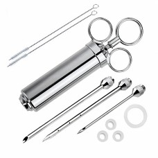 FixtureDisplays® Meat Injector Syringe BBQ Injection Kit for Smoking, Grilling, 3 Needles for Injection of Seasoning 16832