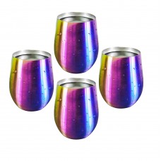 FixtureDisplays® Set of 4 Stainless Steel Wine Glasses Large Stemless Goblets(18 oz), Unbreakable, Shatterproof Metal Drinking Tumblers 16929-4PK