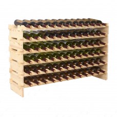 FixtureDisplays® Stackable Modular Wine Rack Stackable Storage Stand Display Shelves, Pine wood, (72 Bottle Capacity, 6 rows x 12) 16931