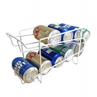 FixtureDisplays® Stylish Soda Can Beverage Dispenser Rack, Dispenses 10 Standard Size 12oz Soda Cans and Holds Canned Foods 16938