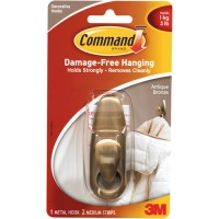 FixtureDisplays® 3M FC12-AB MEDIUM BRONZE COMMAND ADHESIVE METAL HOOK 17081