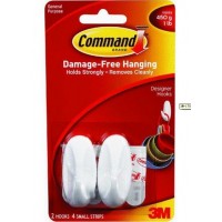 FixtureDisplays® 3M WHITE COMMAND DESIGNER HOOK 17117