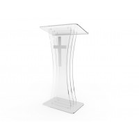 Clear Acrylic Lucite Podium Pulpit Lectern with White Cross 1803-3+1803Cross