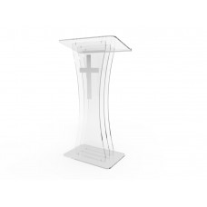 Clear Acrylic Lucite Podium Pulpit Lectern with White Cross 1803-3+1803Cross