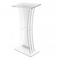 FixtureDisplays® Podium Clear Ghost Acrylic Lectern or Pulpit - 1803-3 Easy Assembly Required